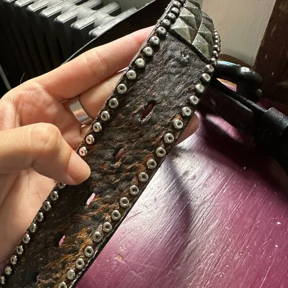 Turquoise & Mother of Pearl Hand-made Resin Belt display picture 1